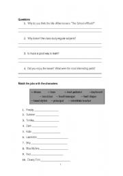 English Worksheet: School of Rock -- Worksheet