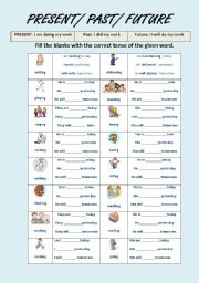 English Worksheet: PRESENT/ PAST/ FUTURE(Tense verbs)