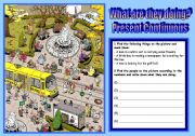 English Worksheet: Present Continuous - What are they doing? - Picture Search