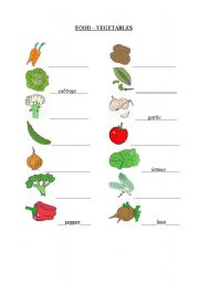 English Worksheet: Vegetables