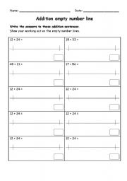 English worksheet: Addition empty number line 1