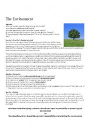 English Worksheet: The Environment