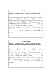 English worksheet: cloze passage