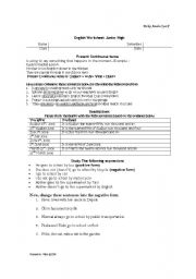 English Worksheet: present continuous tense