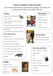 English Worksheet: Jane Austen and Society