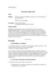 English worksheet: The Island A Simulation