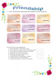 English Worksheet: Frienship Quotes Read and Match