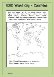English worksheet: 2010 World cup - Countries