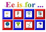Ee is for ... with exercise and flash cards (3 pages)