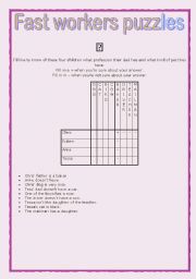 English worksheet: Fast workers puzzles