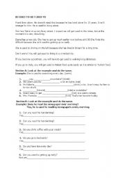 English Worksheet: Be Used to Get Used to