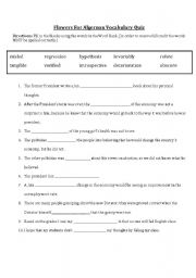 English Worksheet: Flowers for Algernon Vocabulary Quiz 