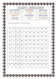 WORDSEARCH - DESSERTS - FULLY EDITABLE