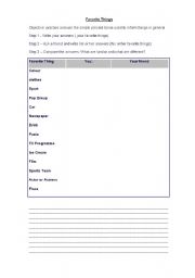 English Worksheet: Favorite Things