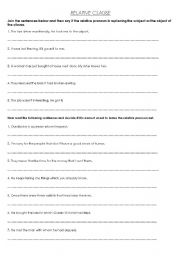 English Worksheet: Relative Clause exercise