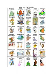 English Worksheet: FUNNY ANIMALS/PRESENT CONTINUOUS