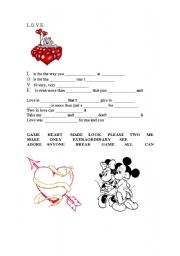 English worksheet: LOVE