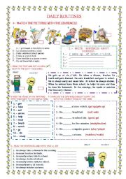 English Worksheet: daily routines  3rd person singular