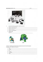 English worksheet: prepositions of place and comparative adjectives