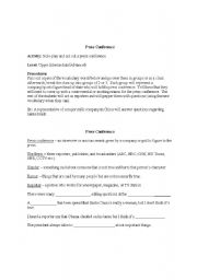 English worksheet: Press Conference