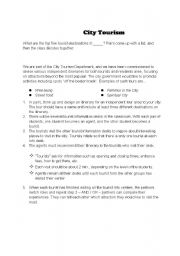English Worksheet: City Tourism - Agents and Tourists