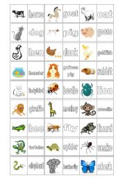 English Worksheet: Animals domino 1 of 2