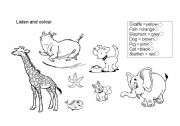 English Worksheet: Color the animals