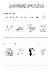 English worksheet: movement worksheet