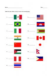 English Worksheet: Countries 