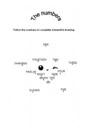 English Worksheet: Follow the numbers