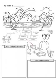 English Worksheet: At the seaside - objects 