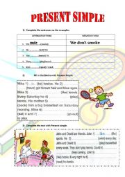 English Worksheet: PRESENT SIMPLE all forms