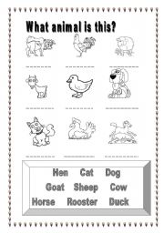 English Worksheet: farm animals