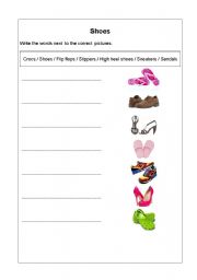 English worksheet: Shoes