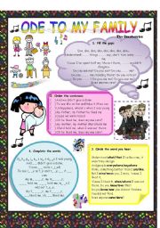 English Worksheet: SONG: ODE TO MY FAMILY-THE CRANBERRIES (b/w and key included)