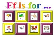 English Worksheet: Ff is for...with exercise and flash cards for memory card (3 pages)