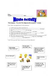 English Worksheet: The Simpsons Movie activity