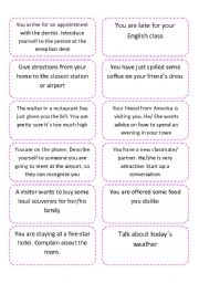 English Worksheet: Speaking cards- What do you in these situations?