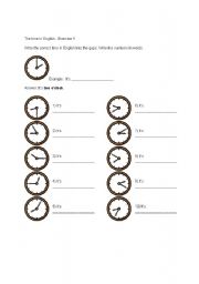 English worksheet: The time in English