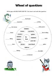 Wheel of questions - Practicing asking questions in Present Simple