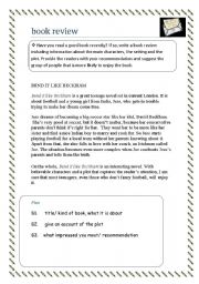 English Worksheet: How to write 3- a book review