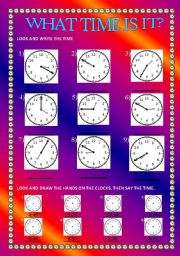 English Worksheet: What time is it?