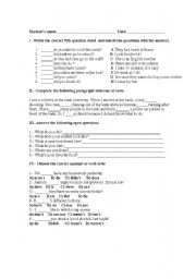 English worksheet: PRE-INTERMEDIATE EXAM