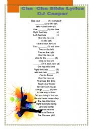 English worksheet: Chacha Slide lyric