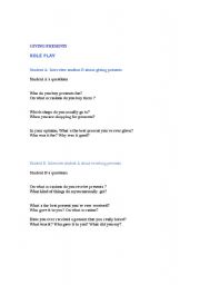 English Worksheet: GIVING PRESENTS (ROLE PLAY )