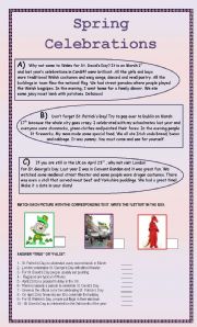 English Worksheet: SPRING CELEBRATIONS