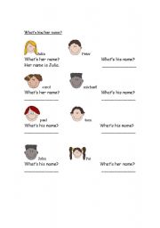 English Worksheet: Whats His/Her name? 