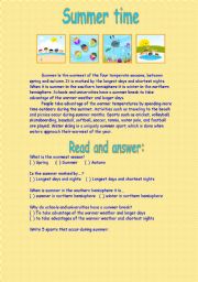 English Worksheet: Summer time