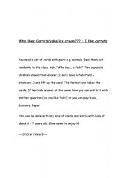 English worksheet: Who likes carrots game