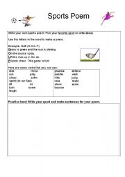 English worksheet: Sports Poetry 2